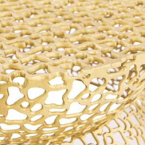 English Elm T3704-35 Round Aluminum Lattice Coffee Table with Sculptural Cutout Design for Modern Lofts Gold B009P417513