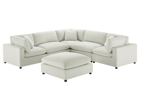 English Elm Caylie Modular 6-Piece Sectional In Ivory - Versatile Comfort, Family-Friendly, Plush Seating Solution B050S00030