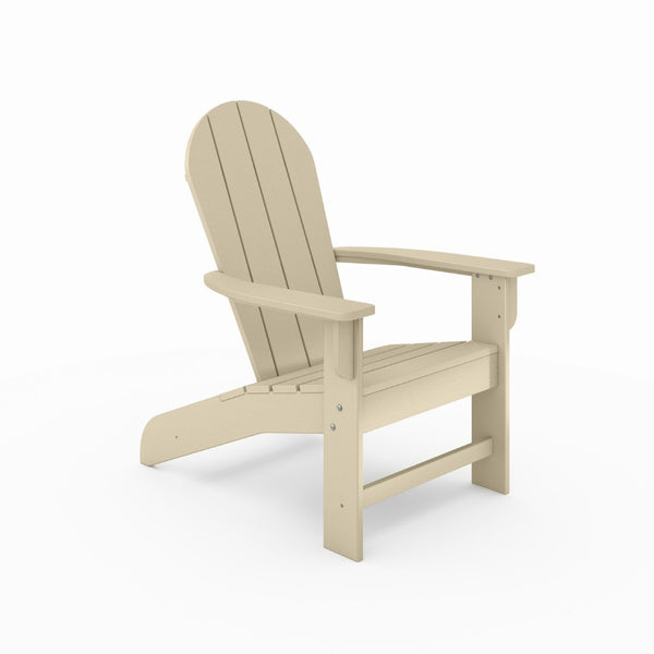 English Elm Adirondack Outdoor Chair Weatherproof Hdpe Fan Back Ergonomic Poolside Patio Lounger Beige B195P198780