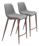 Magnus Counter Stool - Set of 2 Slate Gray & Walnut 109936 Zuo Modern