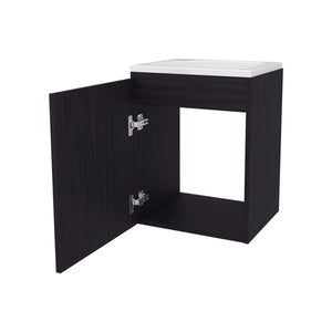 English Elm Wengue Floating Bathroom Vanity with Integrated Sink, Wall-Mounted Minimalist Soft-Close Storage B062P303921