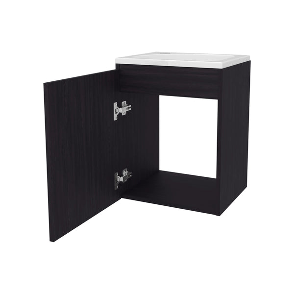 English Elm Wengue Floating Bathroom Vanity with Integrated Sink, Wall-Mounted Minimalist Soft-Close Storage B062P303921