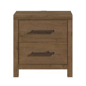 English Elm Rustic Oak Veneer Nightstand with Usb Charging Hub Dovetail Drawers Bedroom Storage B011P467871
