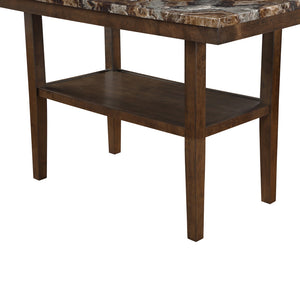 English Elm Marcello Brown Bar Table with Faux Marble Top, Solid Wood & MDF, Storage Shelf, Sturdy Contemporary Design B201P409515