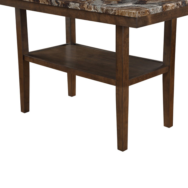 English Elm Marcello Brown Bar Table with Faux Marble Top, Solid Wood & MDF, Storage Shelf, Sturdy Contemporary Design B201P409515