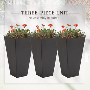 English Elm Outsunny Set Of 3 Tall Planters – 28" Versatile Indoor/Outdoor Flower Pots With Drainage Holes W2225P174479-GIGA