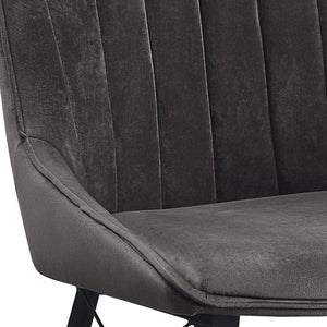 English Elm Abraham Upholstered Dark Gray Side Chair Set of 2 with Channel Tufting, Black Metal Legs, 220lb Capacity B2726P338679