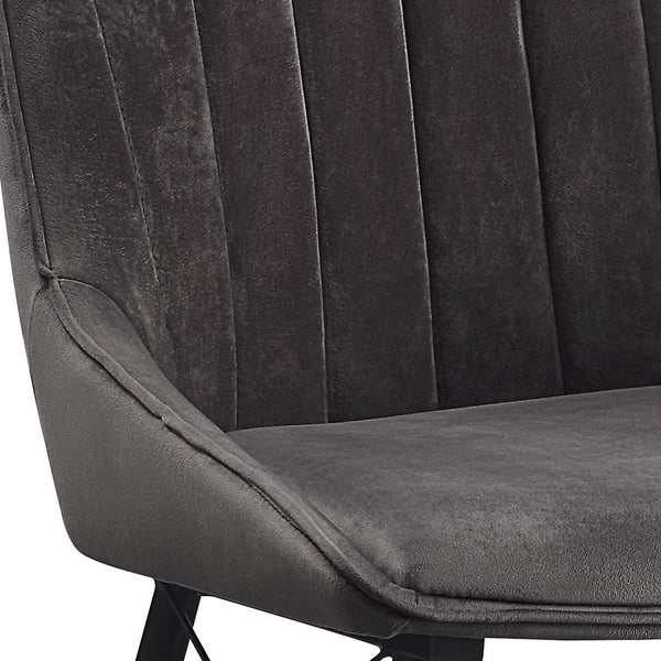 English Elm Abraham Upholstered Dark Gray Side Chair Set of 2 with Channel Tufting, Black Metal Legs, 220lb Capacity B2726P338679