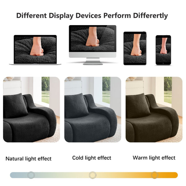 English Elm U-Shaped Plush Teddy Fabric Boneless Sofa - No Assembly, Ergonomic Design, Perfect For Living Rooms! W714S01460-GIGA