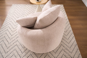 English Elm 360° Swivel Chair upholstered barrel accent chair with plush high-resilience foam and pillows for comfort Beige W2231P264468