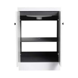English Elm 24" Freestanding Bathroom Vanity with Resin Integrated Sink, Soft-Close Doors, Adjustable Shelf, Durable Plywood Finish White W999S00269