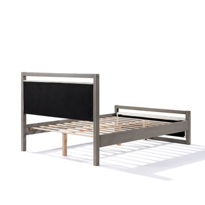 English Elm Christopher Knight Home® - Queen Platform Bed with Ivory Boucle Headboard, Light Grey Wood Frame, Solid Slats & Underbed Storage N758D800809D