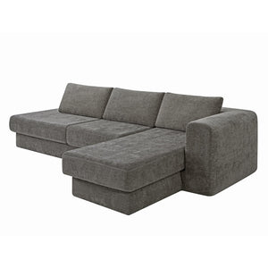 English Elm L-shaped Chenille Sectional Sofa with Deep Modular Seating and Layered Cushion Comfort Dark Grey N763S000090R