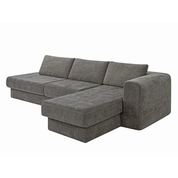 English Elm L-shaped Chenille Sectional Sofa with Deep Modular Seating and Layered Cushion Comfort Dark Grey N763S000090R