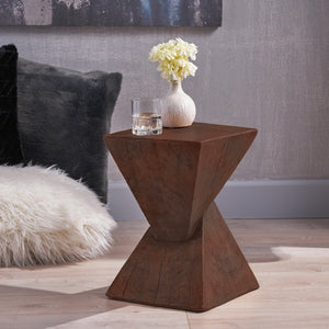 English Elm Christopher Knight Home® - TESS Modern Side Table with Sculptural Hourglass Design, Hand-Finished Accent for Indoor/Patio Spaces Dark Brown N770P341402D