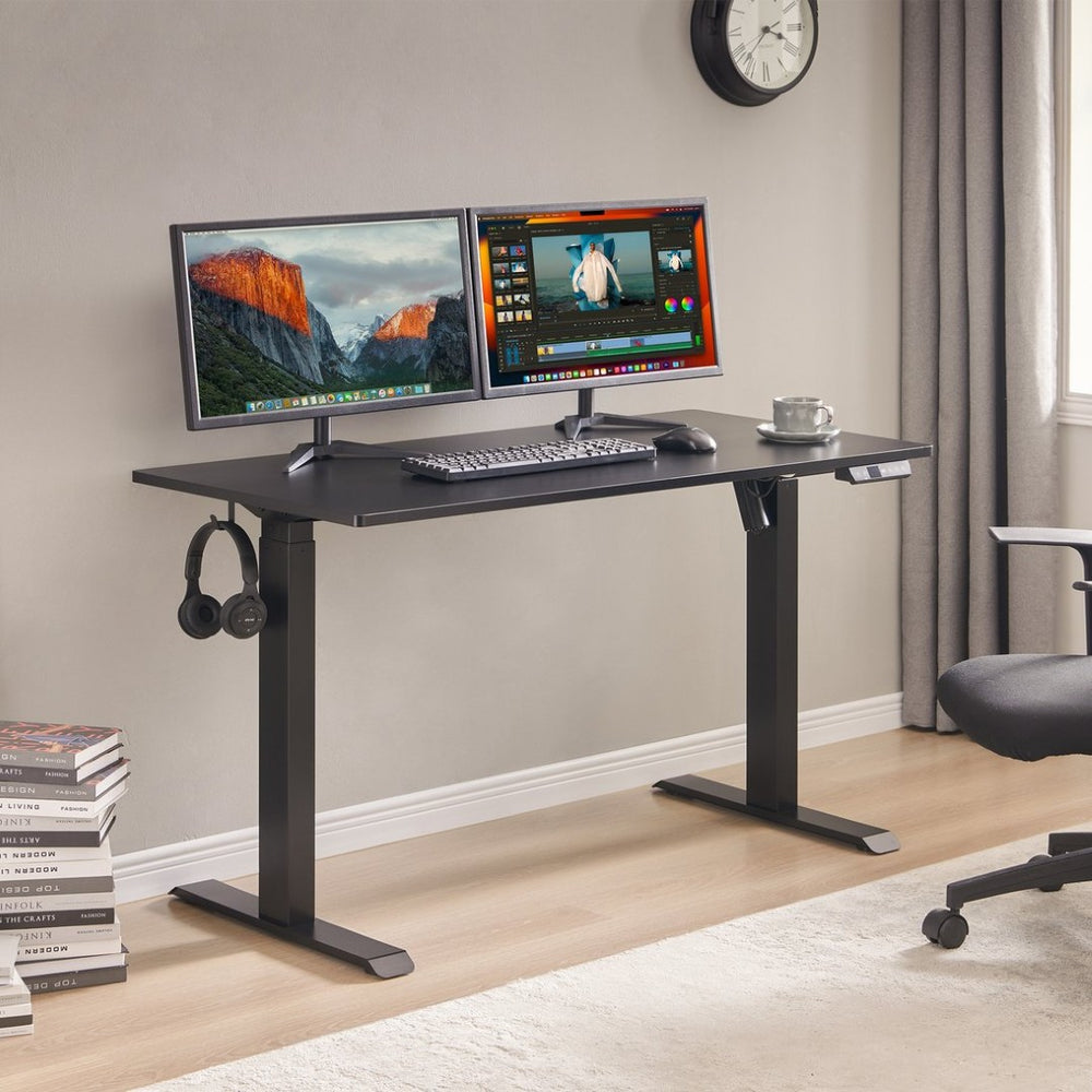 English Elm Electric Sit Stand Desk with Seamless One Piece Top and Industrial Steel Frame W1769P345624