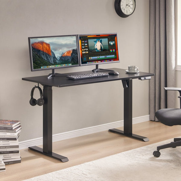 English Elm Electric Sit Stand Desk with Seamless One Piece Top and Industrial Steel Frame W1769P345624