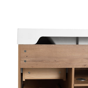 English Elm 36" Freestanding Bathroom Vanity Plywood Base Resin Sink Soft Close Storage W999S00526