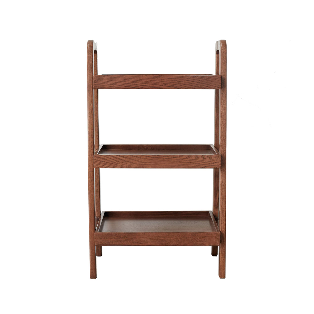 English Elm Walnut Solid Wood Storage Bench with 3-Tier Beech Shelves—Waterproof, Stable A-Frame Organizer W1283115357