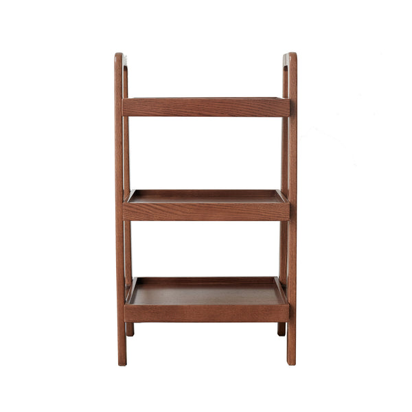 English Elm Walnut Solid Wood Storage Bench with 3-Tier Beech Shelves—Waterproof, Stable A-Frame Organizer W1283115357