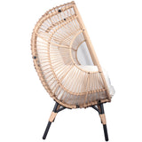 English Elm 2 Pieces Patio Pe Wicker Egg Chair Model 2 With Natural Color Rattan Beige Cushion