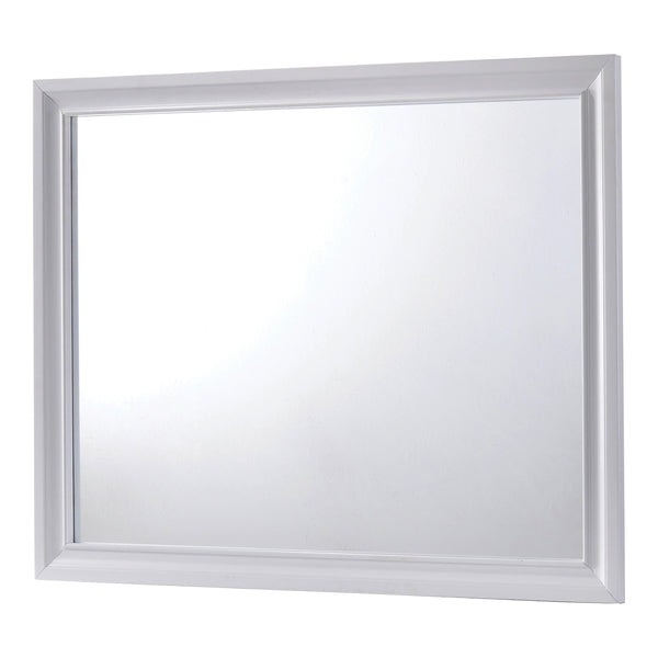 English Elm White Dresser with Mirror Set – Gleaming Silver Accents, Hidden Jewelry Drawer, English Dovetail Craftsmanship B2741S00551