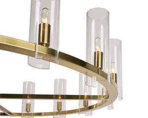 Sunpan CLARABELLE Chandelier - Large Brass Fixture with Clear Glass Shades for Timeless Elegance & Style 107928