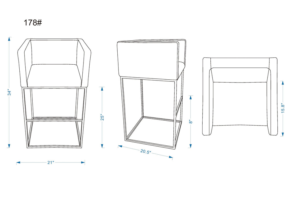 English Elm Embassy Metal Upholstered Counter Stool with Faux Leather Seat, Foam Padding, Footrest, 25" Seat Height Cream B365P398436