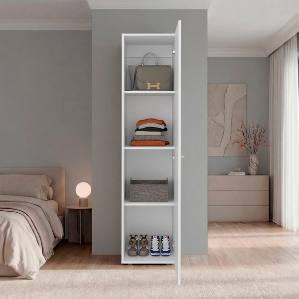 English Elm Deftones Tall Narrow Wenge Cabinet Four Shelves Slim Floor to Ceiling Bedroom Storage B128P485412