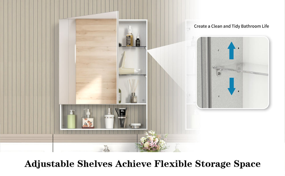 English Elm 24'' Aluminum Medicine Cabinet Wall Mount Bathroom Mirror with Adjustable Interior Shelves W708P379205