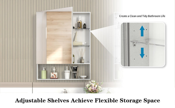 English Elm 24'' Aluminum Medicine Cabinet Wall Mount Bathroom Mirror with Adjustable Interior Shelves W708P379205