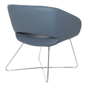 OSP Home Furnishings Faux Leather Accent Chair with Chrome Base for Modern Office or Living Room Blue LRL-R105