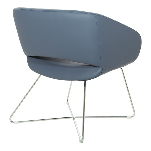 OSP Home Furnishings Faux Leather Accent Chair with Chrome Base for Modern Office or Living Room Blue LRL-R105