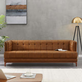 English Elm Ashcroft Furniture - Mara  Tufted Cognac Leather Sofa