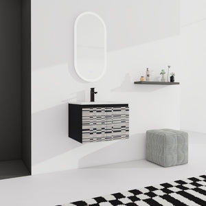 English Elm 24'' Floating Wall-Mounted Bathroom Vanity With Ceramic Sink, Soft-Close Doors & Modern Design P3 W999S00171-GIGA