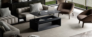 English Elm 43.3'' Wood Veneer Lift Top Coffee Table with Hidden Storage for Living Room Black W1435P453256