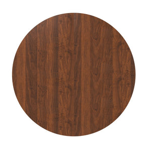 English Elm 47 Inch Round Marble Veneer Mdf Dining Table Seats Four with Slim Wood Strip Base Walnut W2700P404637