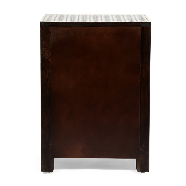 English Elm Christopher Knight Home® - WOODEN Mango Wood 3-Drawer Bone Inlay Nightstand in Black-Dark Walnut — Handcrafted Boho Accent Table 69348.00DWALBLK