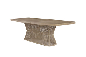 English Elm Dining Table Toffe Rope Base Beige Solid Wood & MDF 18" Leaf Expands to 98" Oak Veneer, Transitional Design B2699S00079
