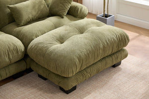 English Elm United We Win U-Shaped Cloud Couch In Pelletized Velvet With 2 Ottomans & Lumbar Pillows For Cozy Living W1568S00197-GIGA