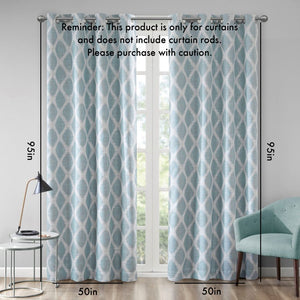 English Elm Printed Ikat Blackout Curtain Panel - Stylish Light Blocking, Noise Reducing, Energy Efficient Design B03599801-GIGA