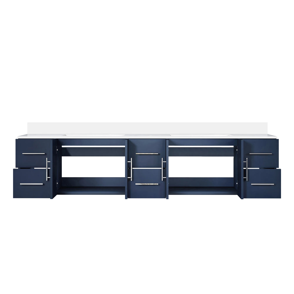 English Elm Navy Double Bath Vanity 84" W x 22" D with White Quartz Top, Solid Wood, Soft-Close Drawers, Ample Storage B2731P258756