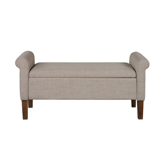 English Elm Upholstered Storage Bench with 400lb Capacity, Medium Walnut Legs, Hidden 36" Storage, Foam Seat B035P265917