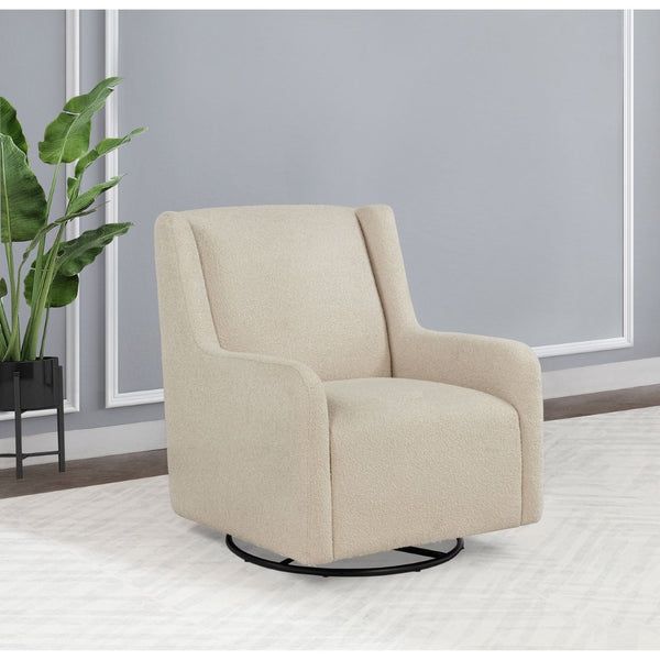 English Elm Calianna Boucle Barrel Accent Chair with Oak Legs for Living Room or Bedroom Beige B062P451746