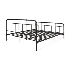 English Elm Queen Iron Platform Bed Pipe Style Frame No Box Spring Needed Industrial Loft Bedroom 64072.00FBLK-K