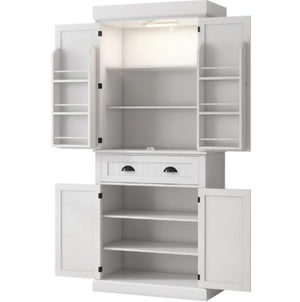 English Elm Nordic Floor to Ceiling Pantry Cabinet with Led Lighting and Six Door Shelves T3971P427991