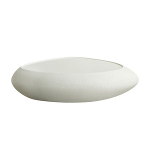 English Elm 47.24''fiberglass Oval Coffee Table Faux Stone Finish Sculptural Low Profile Living Room White W2582P431179