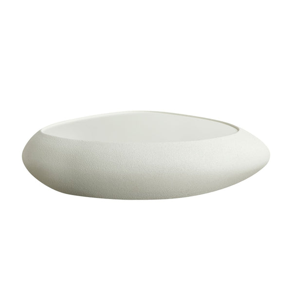 English Elm 47.24''fiberglass Oval Coffee Table Faux Stone Finish Sculptural Low Profile Living Room White W2582P431179