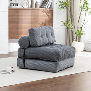 English Elm Folding Floor Sofa Bed Convertible Lounge Chair with Shredded Foam Fill for Bedroom Dark Gray W2200P442794