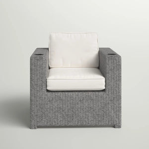 English Elm Aviara Fully Assembled Outdoor Wicker Club Chair — Mixed Gray HDPE Wicker, Marine Olefin Cushions, Durable Weather-Resistant Comfort B120P233894